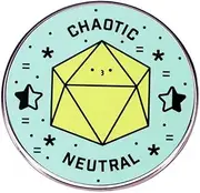 [Pinstant] Chaotic Neutral Kiss Twenty Multi Sided Die Dice Chaos Character Alignment Dragon Sword Fantasy Dungeon Game 1.2" Enamel Pin Badge, 1.2 Inches, Enamel, enamel