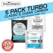 6 Pack Still Spirits Classic 8 Turbo Yeast Turbo Carbon Turbo Clear home brew