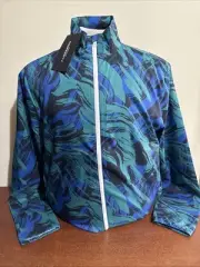 J.Lindeberg MEN'S Golf Ash Light Packable Jacket MEDIUM GREEN BLUE MULTI NEW NWT