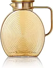 77oz Large Glass Water Pitcher with Gold Lid for Fridge Wide Handle Coffee Carafe for Party Water Jug Lemonade Iced Tea Jug Juice Sun Tea Jar for Drinks 2.2L