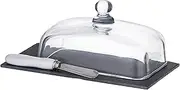 Davis & Waddell Fine Foods Butter Dish 3 Piece Set, 21 x 14 x 9 cm, Clear/Black/White/Silver
