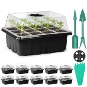 120 Cells Seed Starter Tray Kit with Humidity Dome & Labels - Black