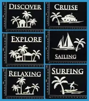 White Chipboard Embellishments - Beach & Nautical - Tropical Scenes