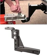 XTevu 10in Drop Hitch Ball Mount 5000lbs Capacity Heavy Duty Adjustable Ball Mount Raise Drop Hitch for 2in Receiver RV Trailer Trailer Tow Hitch
