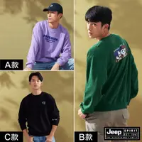 在飛比找momo購物網優惠-【JEEP】男裝 品牌LOGO時尚休閒大學T(3款任選)