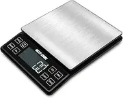 Food Kitchen Scale NEXT-SHINE Rechargeable Digital Scale with LCD Backlit Display and Protective Tray, 5kg x 0.1 for Baking Cooking Meal Prep Postal Parcel, Large Stainless Steel Weighing Platform