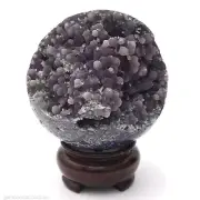 Sphere 67mm Grape Agate 280g Gemstone Crystal Ball Natural Mineral Inc Stand