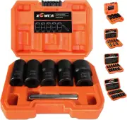 XEWEA Twist Socket Set with Center Punch Bar, 6PCS 1/2" Drive Metric Lug Nut Rem