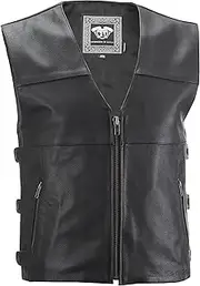 Highway 21 12-Gauge Men's Leather Motorcycle Vest W/Concealed Carry Pocket