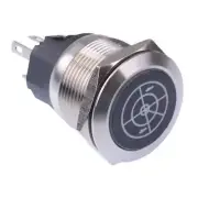 Sonar' White LED Latching 22mm Vandal Push Button Switch SPDT 12V
