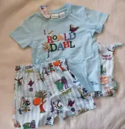 Peter Alexander Size 5 NWT kids junior roald dahl short set unisex