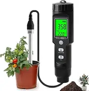 Soil Tester LCD Soil Moisture Meter, Plant Moisture Meter, 0-10.00 ms/cmSoil Moisture Light Plant Soil Testing Kits, Digital Soil Conductivity & Salinity Tester for Gardening & Farming