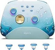 Mytrix Wireless Pro Controllers with Charging Dock, Blue Bluetooth Controller with Hall Effect Joysticks/Hall Trigger (No Drift) for Nintendo Switch, Windows PC iOS Android Steam