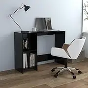 Engineered Wood Computer Table with Shelves - Black Desk, Adjustable Design, Ideal for Home Office, 102.5x35x75 cm Workstation, Black Desk