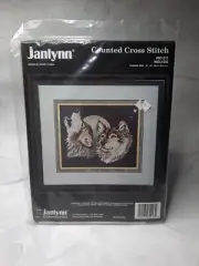 Vintage Janlynn Counted Cross Stitch Kit Wolves 80 213 Howling Full Moon