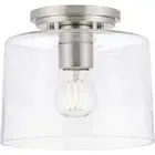 Adley Collection 1-Light Brushed Nickel Clear Glass New Traditional Flush Mount