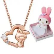 My Melody Sanrio Characters Necklace Pink Gold Gift box with plush Japan New