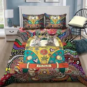 v5040 Bed Sheets Rabbit Hippie On Peace Van Duvet Cover Set Bed Linen Children Bedding Bed Sheets IU5040