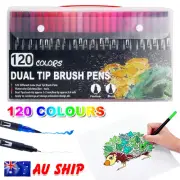 120PCS Brush Pen Markers Set Fine Art Drawing Painting Watercolour Sketch Gift