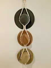 QLD made - TRIPLE Macrame HAT holder hanger - CREAM/BEIGE/NATURAL