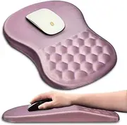 Ergonomic Wrist Rest Mouse Pad, Massage Design for Carpal Tunnel Pain Relief, Non-Slip Memory Foam, Pink