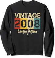 [X.Style] Vintage 2008 Limited Edition 15th Birthday 15 Year Old Retro Sweatshirt ds1452 Sweater (S) Black