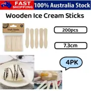 200pcs Wooden Craft Sticks Paddle Pop Popsicle Coffee Stirrers Ice Cream Kid Diy