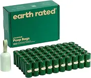 Earth Rated Dog Poo Bags, 900 Extra Thick and Strong Biodegradable Poo Bags for Dogs, Guaranteed Leak-proof, Unscented, 60 Rolls, 15 Bags Per Roll, Includes 2 Dispensers for Dog Leads