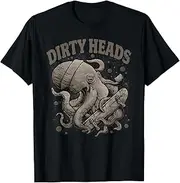 [JIAGANYI] Vintage Dirty Octopus Heads with Skateboard Music Lover T-Shirt