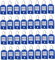 TEHAUX Key Chain Tag Set 50pcs Id Labels Hotel Key Tags with Split Ring Plastic Key Ring Accessory for Organization