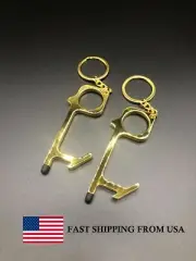 2 Pack Contactless Door Opener/ Button Pusher Keychain| No-touch tool EDC| Gold