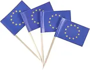 JBCD 100 Pcs EU Flag Toothpicks European Union Flags Cupcake Toppers Decorations, Cocktail Toothpick Flag Cake Topper Picks Mini Small Flag Cupcake Pick Sticks