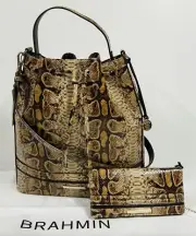 Brahmin Marlowe Hazelnut Shenandoa Bag & Ady Wallet Genuine Leather