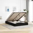 vidaXL Ottoman Storage Bed Frame without Mattress Black Double Fabric BMG