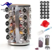 Rotating Spice Rack Organiser with 20 Spice Jars, Revolving Spice Rack Tower Sea