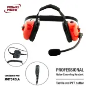 Red Heavy Duty Noise Cancelling Dual Muff Headset for Motorola XPR7550e, APX900