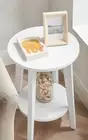 VASAGLE Side Table, Small Round End Table with Lower Shelf, Nightstand for Small