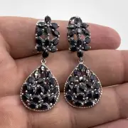 Drop Shape Stunning Natural Sapphire Stones Beautiful Sterling S925 Earrings