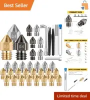 Durable Nozzle Cleaning Kit - 32 MK8 Nozzles & 5 Cleaning Tools for 3D Printers