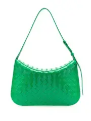 BOTTEGA VENETA green patent leather woven shoulder flap bag authentic NWT