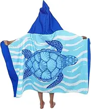 Rurunklee Hooded Toddler Bathrobe - Kids Poncho Bathrobe,Breathable Kids Swimming Changing Robe Towel for Kids Children, Blue, 1