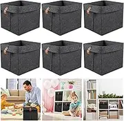 Fxvhojq 6Pcs Storage Cubes Collapsible Fabric Storage Cubes Organizer Foldable Cube Storage Bin 9 X 9 X 10inch Collapsible Storage Bins with Hanging Ring for Shelves, Storage Boxes (Dark Grey)