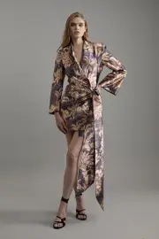 Petite Metallic Floral Tailored Blazer Mini Dress