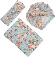 ifundom 2 Sets Wrapped Cloth Hat Headbands Newborn Headbands Headband Head Band Hair Ties Bonnet Swaddle for Newborn Hair Ties Cotton Blue