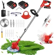 24V Grass Trimmer Cordless 3 in 1 Whipper Snipper Electric Lawn Mower with 2 Batteries Blades Adjustable Height Lawn Edger for Garden Yard