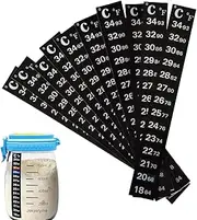 Fish Tank Temperature Sticker - Multipurpose Adhesive Temperature Strip - Black Aquarium Temp Strip, Temperature Measuring Strips for Pet Insulated Containers