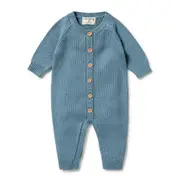 Wilson and Frenchy Knitted Button Growsuit - Bluestone