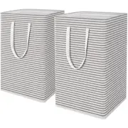 2-Pack Laundry Hamper 75L Collapsible Large baskets with 2 x 75L Classic Grey