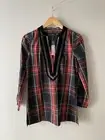 J Crew Tartan Tunic Size XXS 100% Cotton Red Black Plaid Smart Casual