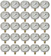 25 PACK LIQUID FILLED PRESSURE GAUGE 0-10,000 PSI, 2.5" FACE, 1/4" LOWER MOUNT